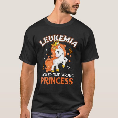 Leukemia Picked The Wrong Princess Unicorn Cancer T_Shirt