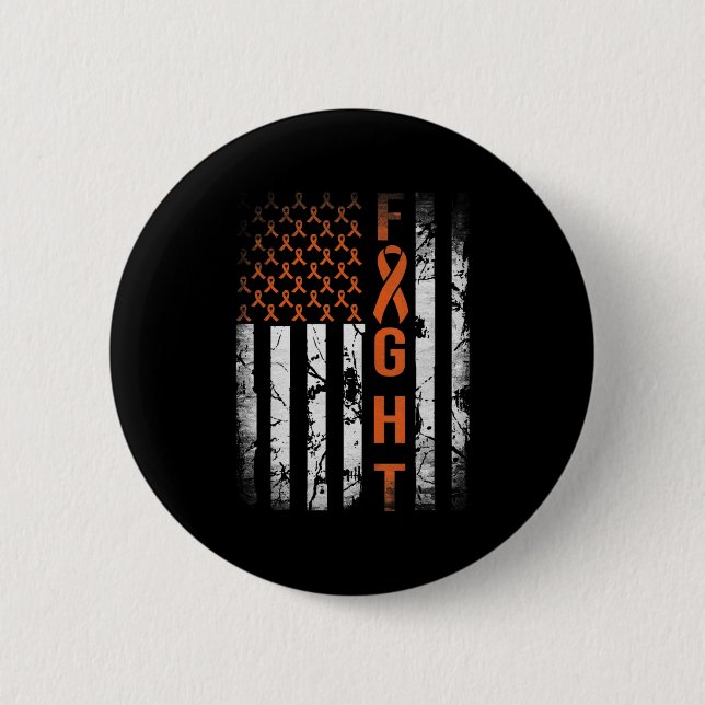 Leukemia Ribbon Fight American Flag Leukemia Aware Button (Front)