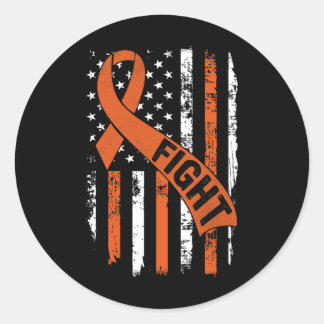 Leukemia Ribbon Fight American Flag Leukemia Aware Classic Round Sticker
