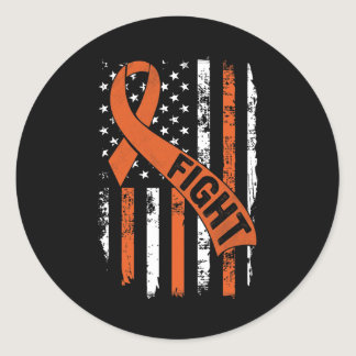 Leukemia Ribbon Fight American Flag Leukemia Aware Classic Round Sticker