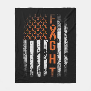 Leukemia Ribbon Fight American Flag Leukemia Aware Fleece Blanket