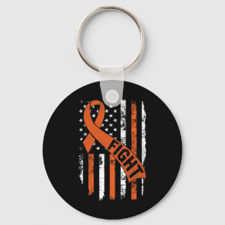 Leukemia Ribbon Fight American Flag Leukemia Aware Keychain