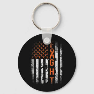 Leukemia Ribbon Fight American Flag Leukemia Aware Keychain