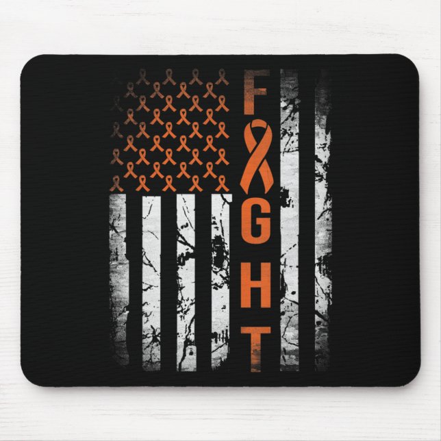 Leukemia Ribbon Fight American Flag Leukemia Aware Mouse Pad (Front)
