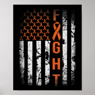 Leukemia Ribbon Fight American Flag Leukemia Aware Poster