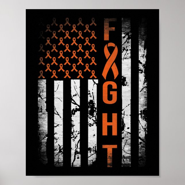 Leukemia Ribbon Fight American Flag Leukemia Aware Poster (Front)