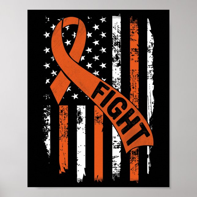 Leukemia Ribbon Fight American Flag Leukemia Aware Poster (Front)
