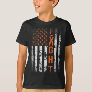 Leukemia Ribbon Fight American Flag Leukemia Aware T-Shirt