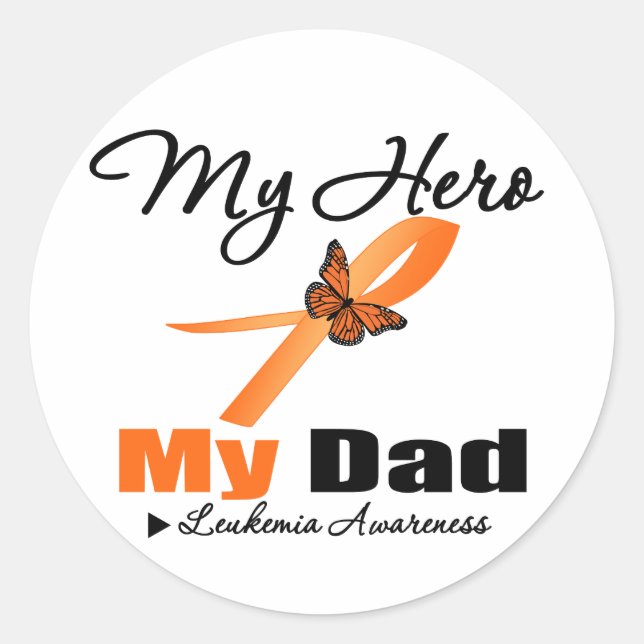Leukemia Ribbon My HERO My Dad Classic Round Sticker (Front)