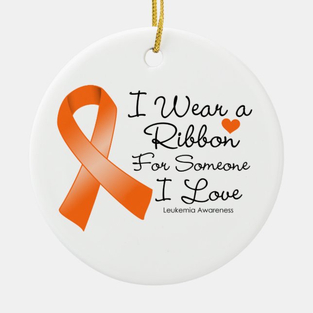 Leukemia Ribbon Someone I Love Ceramic Ornament (Front)