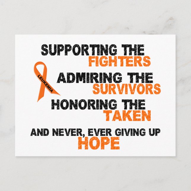 LEUKEMIA Supporting Admiring Honoring 3 Postcard (Front)