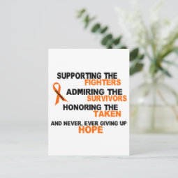 LEUKEMIA Supporting Admiring Honoring 3 Postcard | Zazzle