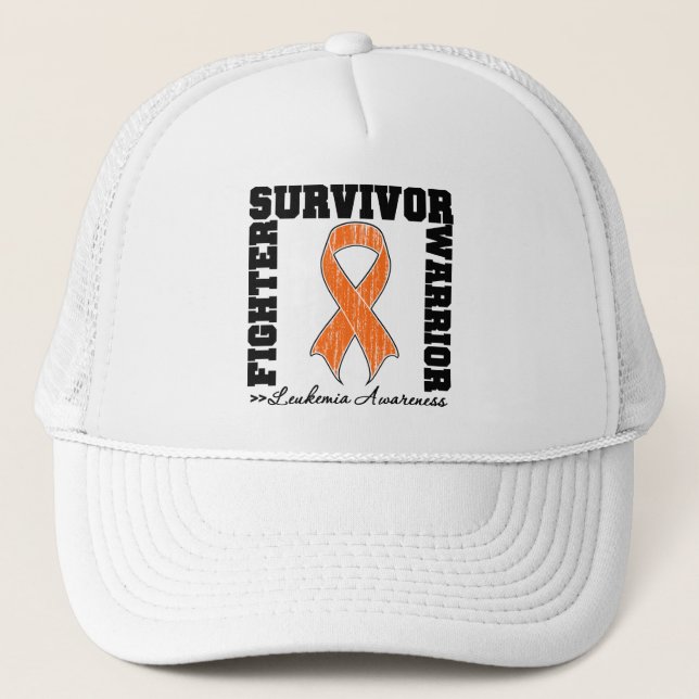 Leukemia Survivor Fighter Warrior Trucker Hat (Front)
