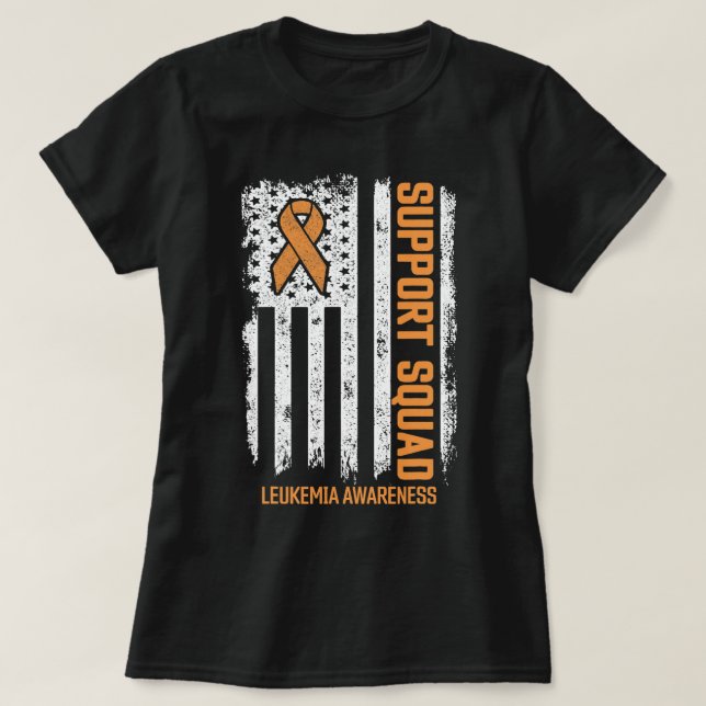 Leukemia Survivor Flag Support Squad Leukemia Canc T-Shirt (Design Front)