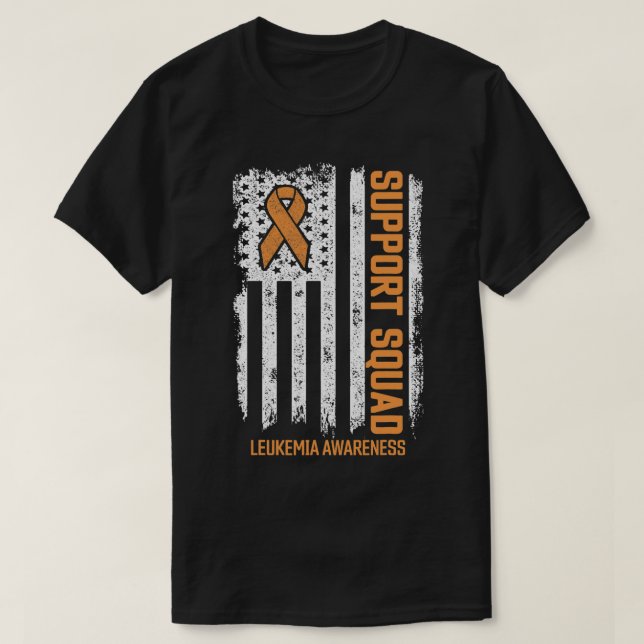 Leukemia Survivor Flag Support Squad Leukemia Canc T-Shirt (Design Front)