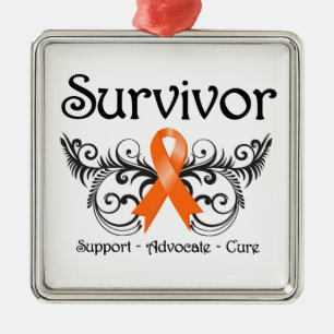 Leukemia Survivor Floral Deco Metal Ornament