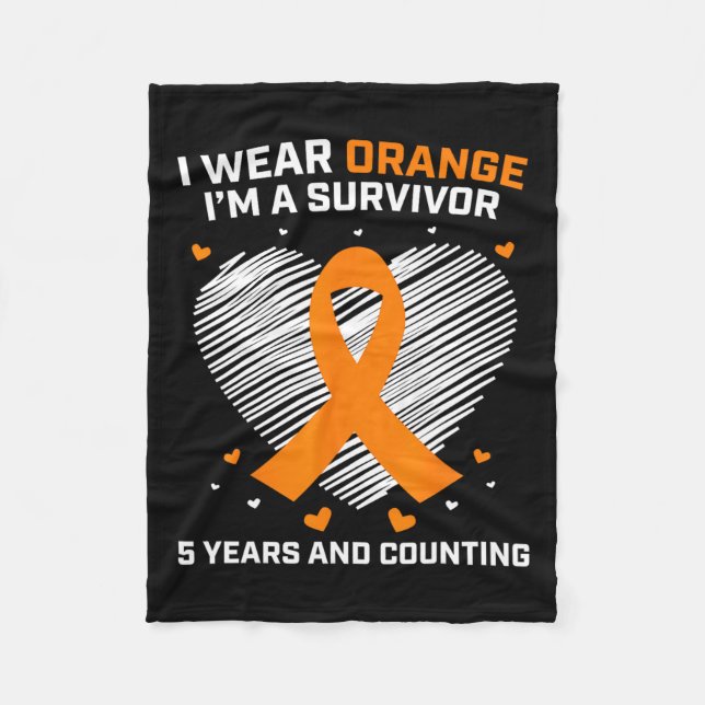 Leukemia Survivor Gifts 5 Years Cancer Free Awaren Fleece Blanket (Front)