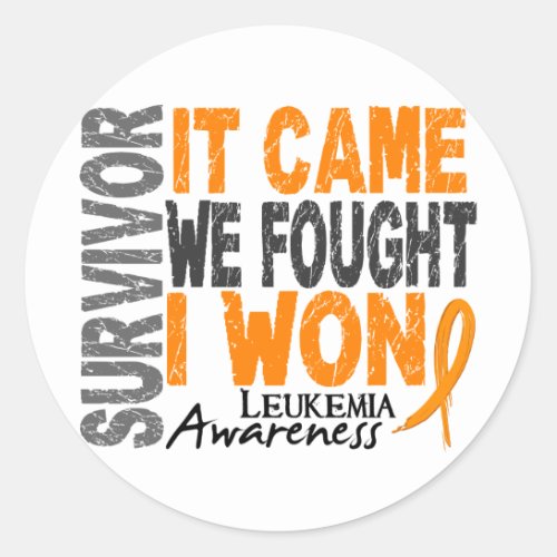 Leukemia Survivor It Came We Fought I Won Classic Round Sticker