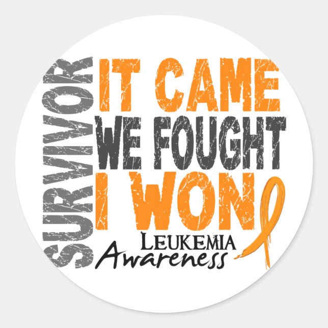 Leukemia Survivor It Came We Fought I Won Classic Round Sticker (Front)