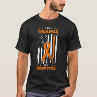 Leukemia Survivor Orange Awareness Ribbon 4th Of J T-Shirt