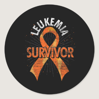 Leukemia Survivor Orange Ribbon Cancer Leukemia Aw Classic Round Sticker