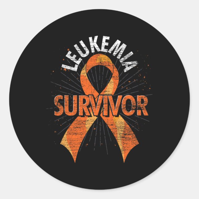 Leukemia Survivor Orange Ribbon Cancer Leukemia Aw Classic Round Sticker (Front)