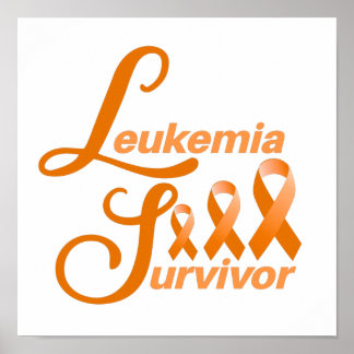 Leukemia Survivor orange Typography design Poster