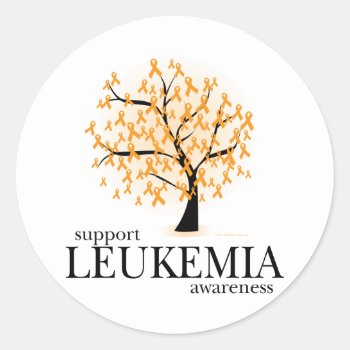 Leukemia Tree Classic Round Sticker by fightcancertees at Zazzle