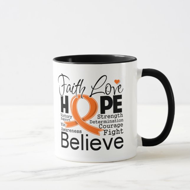 Leukemia Typographic Faith Love Hope Mug (Right)