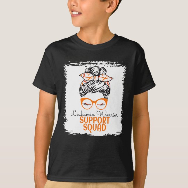 Leukemia Warrior Awareness Support Messy Bun for W T-Shirt (Front)