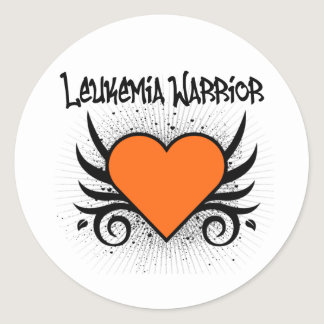 Leukemia Warrior Heart Classic Round Sticker