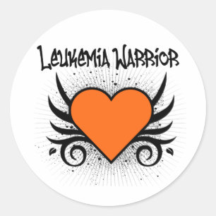 Leukemia Warrior Heart Classic Round Sticker