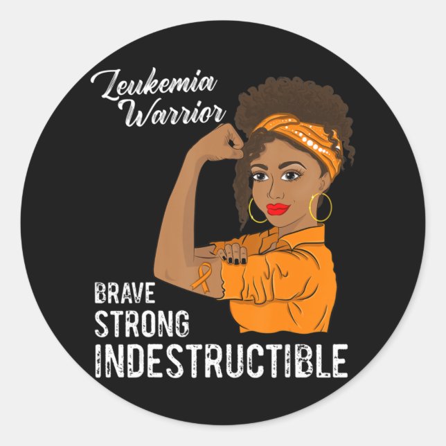Leukemia Warrior Indestructible Cancer Survivor Aw Classic Round Sticker (Front)