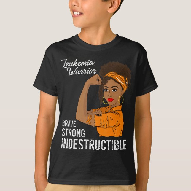 Leukemia Warrior Indestructible Cancer Survivor Aw T-Shirt (Front)