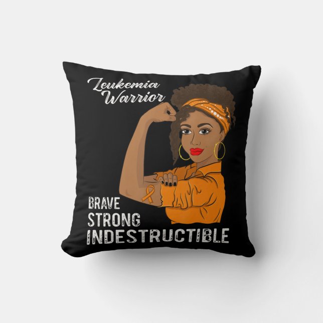Leukemia Warrior Indestructible Cancer Survivor Aw Throw Pillow (Front)