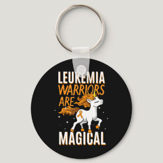 Leukemia Warrior Magical Unicorn Orange Ribbon Hem Keychain
