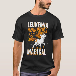 Leukemia Warrior Magical Unicorn Orange Ribbon Hem T-Shirt