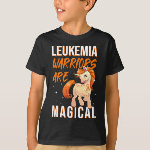 Leukemia Warrior Magical Unicorn Orange Ribbon Hem T-Shirt