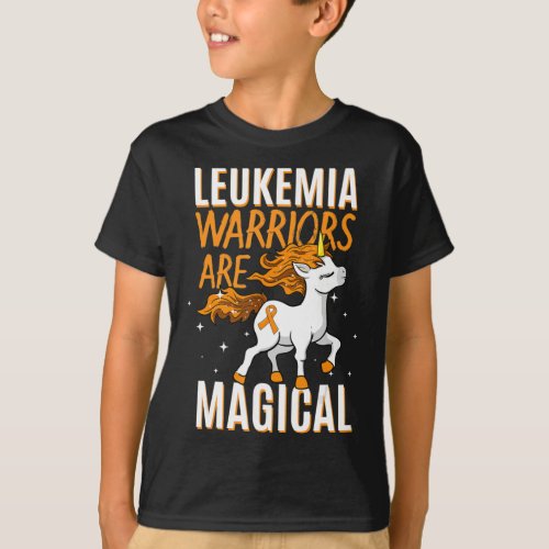Leukemia Warrior Magical Unicorn Orange Ribbon Hem T_Shirt
