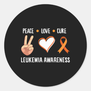 Leukemia Warrior Peace Love Cure Leukemia Cancer A Classic Round Sticker