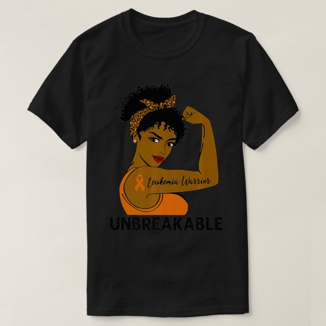 Leukemia Warrior Strong Black Women Unbreakable Aw T-Shirt (Design Front)