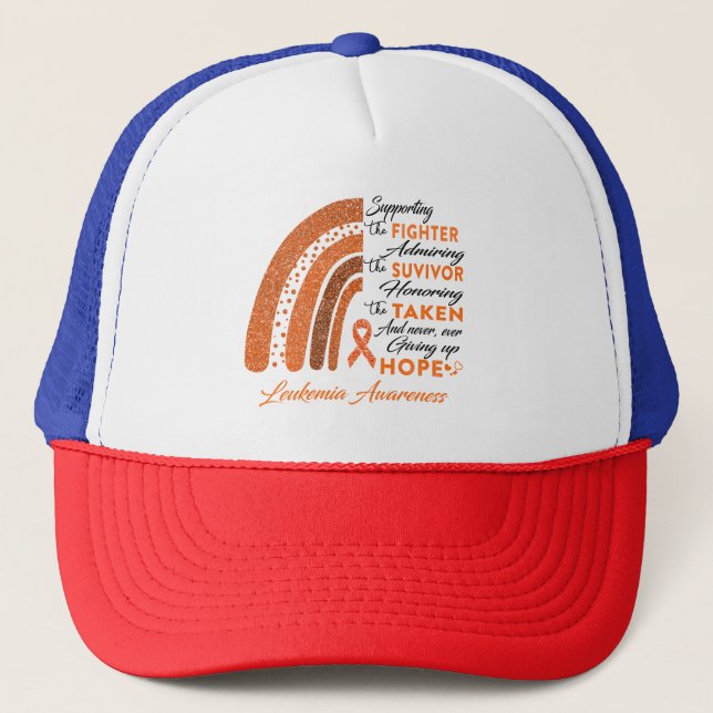 Leukemia Warrior Supporting Fighter Trucker Hat (Front)