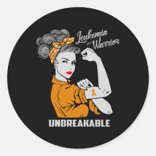 Leukemia Warrior Unbreakable Awareness Gift Comfor Classic Round Sticker