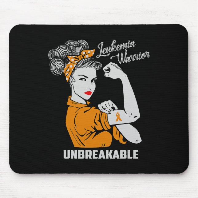 Leukemia Warrior Unbreakable Awareness Gift Comfor Mouse Pad (Front)