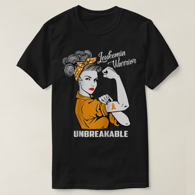 Leukemia Warrior Unbreakable  Awareness Gift  Tee (Design Front)