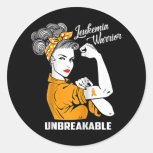 Leukemia Warrior Unbreakable  Awareness Gift  Tee Classic Round Sticker
