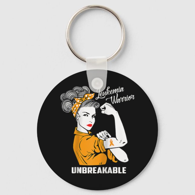 Leukemia Warrior Unbreakable  Awareness Gift  Tee Keychain (Front)