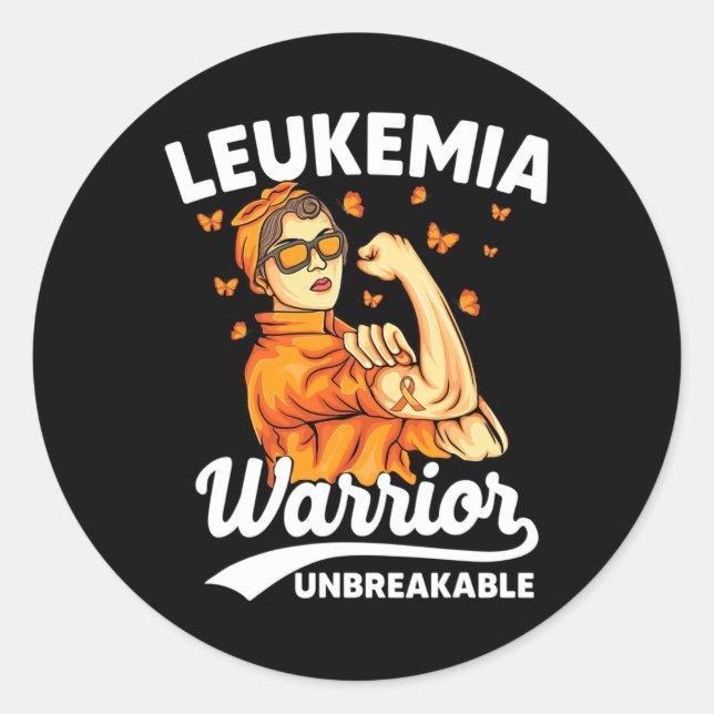 Leukemia Warrior Unbreakable Support Leukemia Awar Classic Round Sticker (Front)