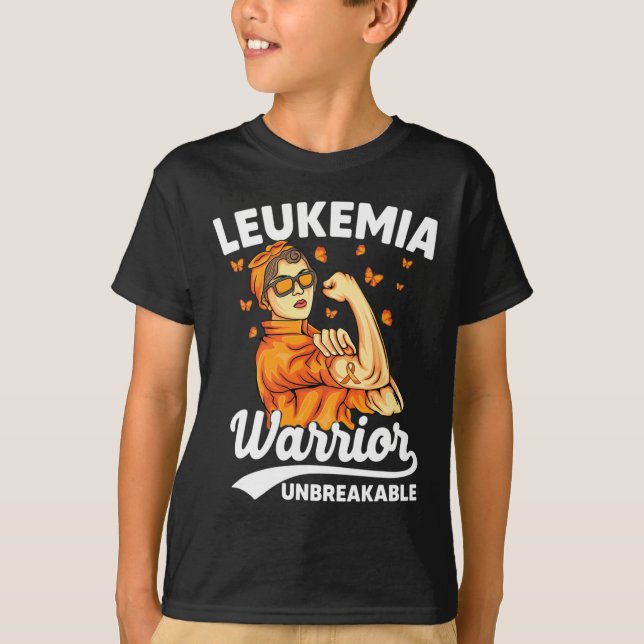 Leukemia Warrior Unbreakable Support Leukemia Awar T-Shirt (Front)