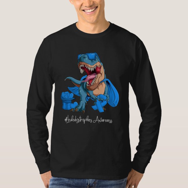 Leukodystrophies Awareness Month Blue Ribbon Trex T-Shirt (Front)